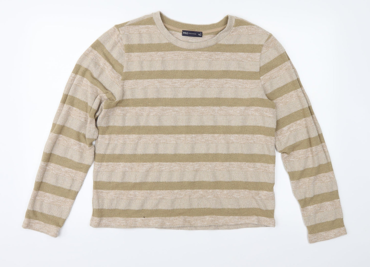 Marks and Spencer Womens Brown Striped Knit Pullover Jumper Size 18