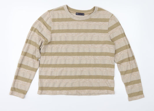 Marks and Spencer Womens Brown Striped Knit Pullover Jumper Size 18