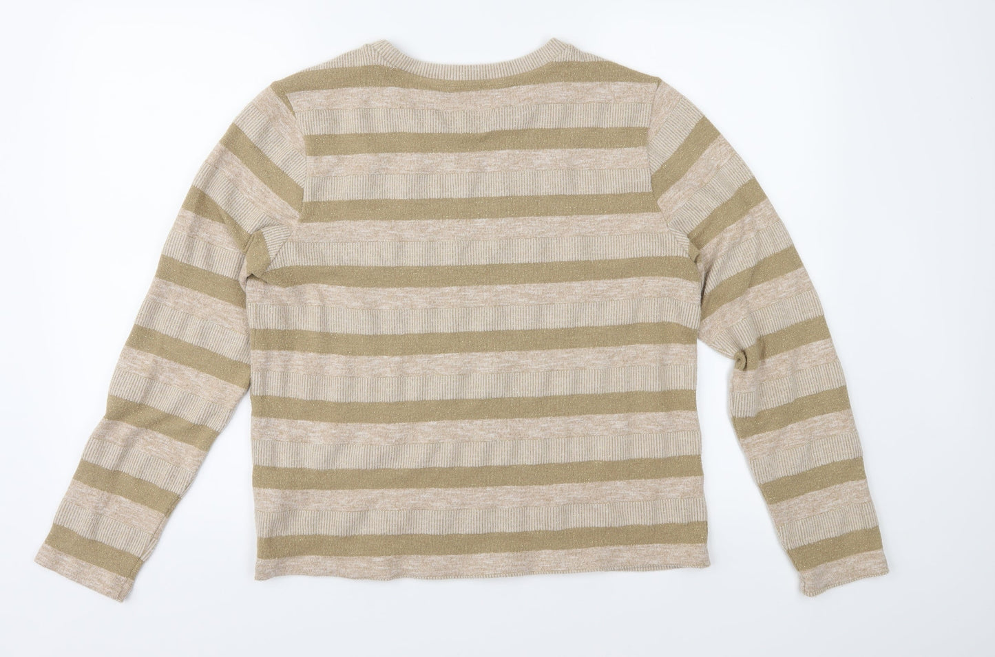 Marks and Spencer Womens Brown Striped Knit Pullover Jumper Size 18