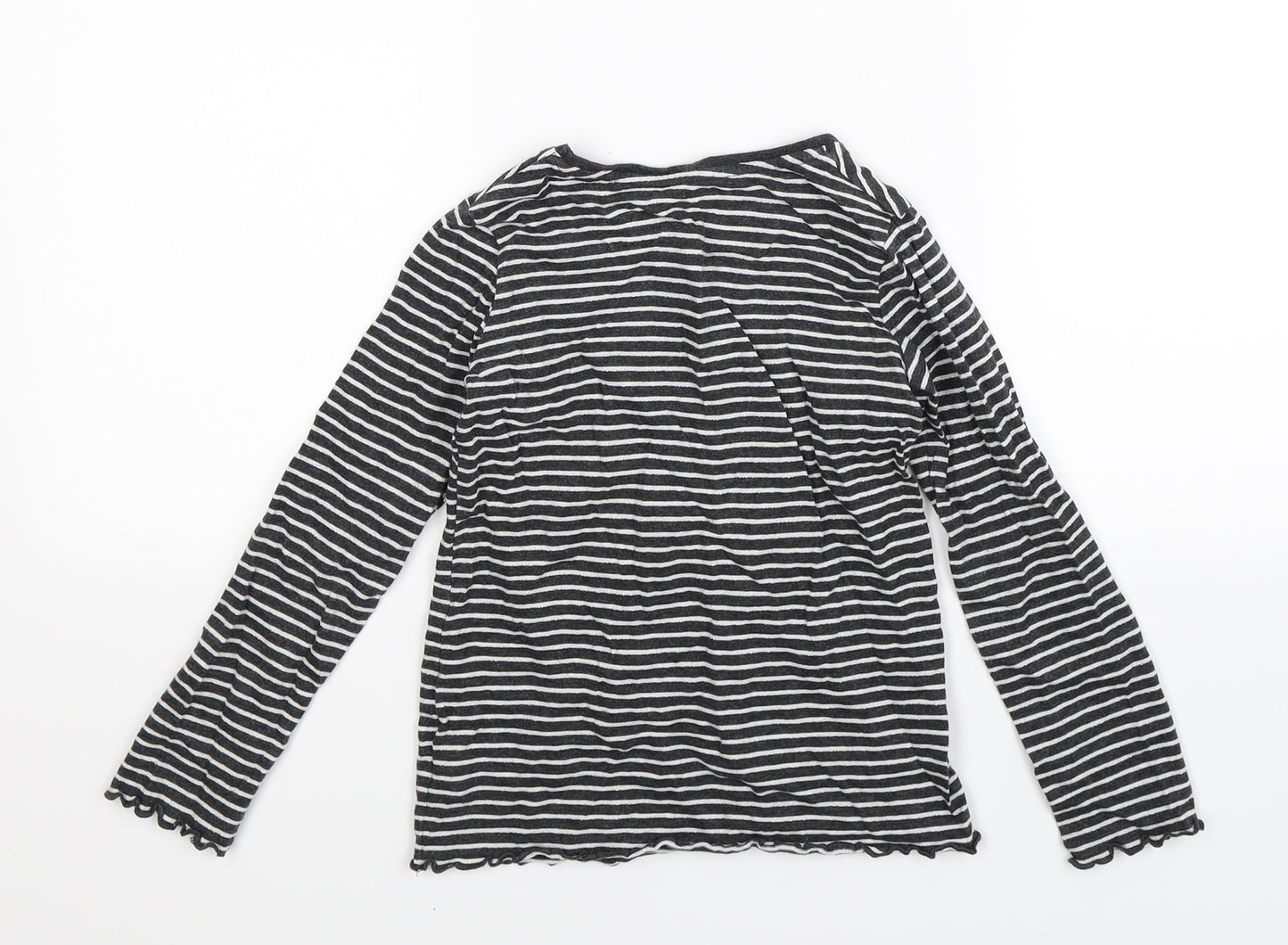 NEXT Girls Grey Striped  Pullover Jumper Size 7 Years