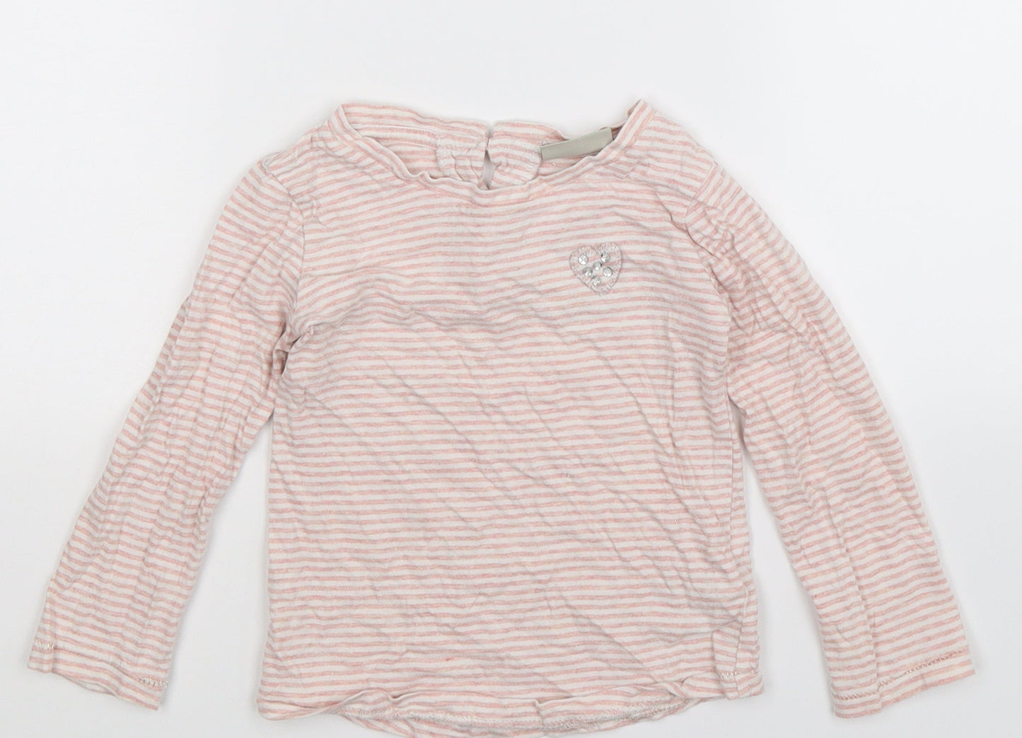 NEXT Girls Pink Striped  Basic T-Shirt Size 3 Years