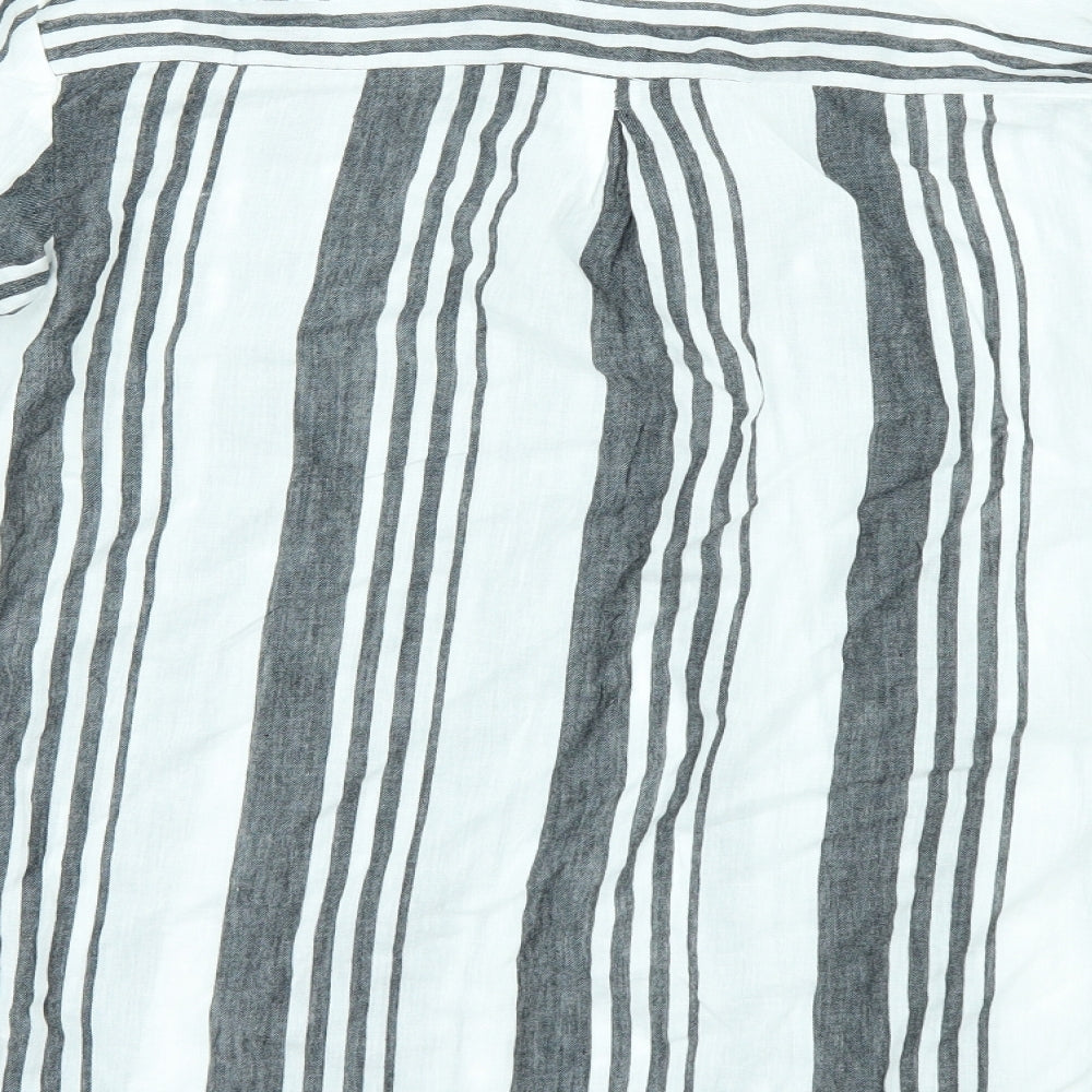 Primark Womens White Striped  Tunic Button-Up Size 12