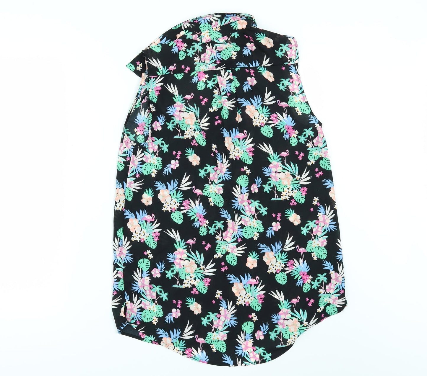 George Womens Black Floral  Tunic Button-Up Size 8