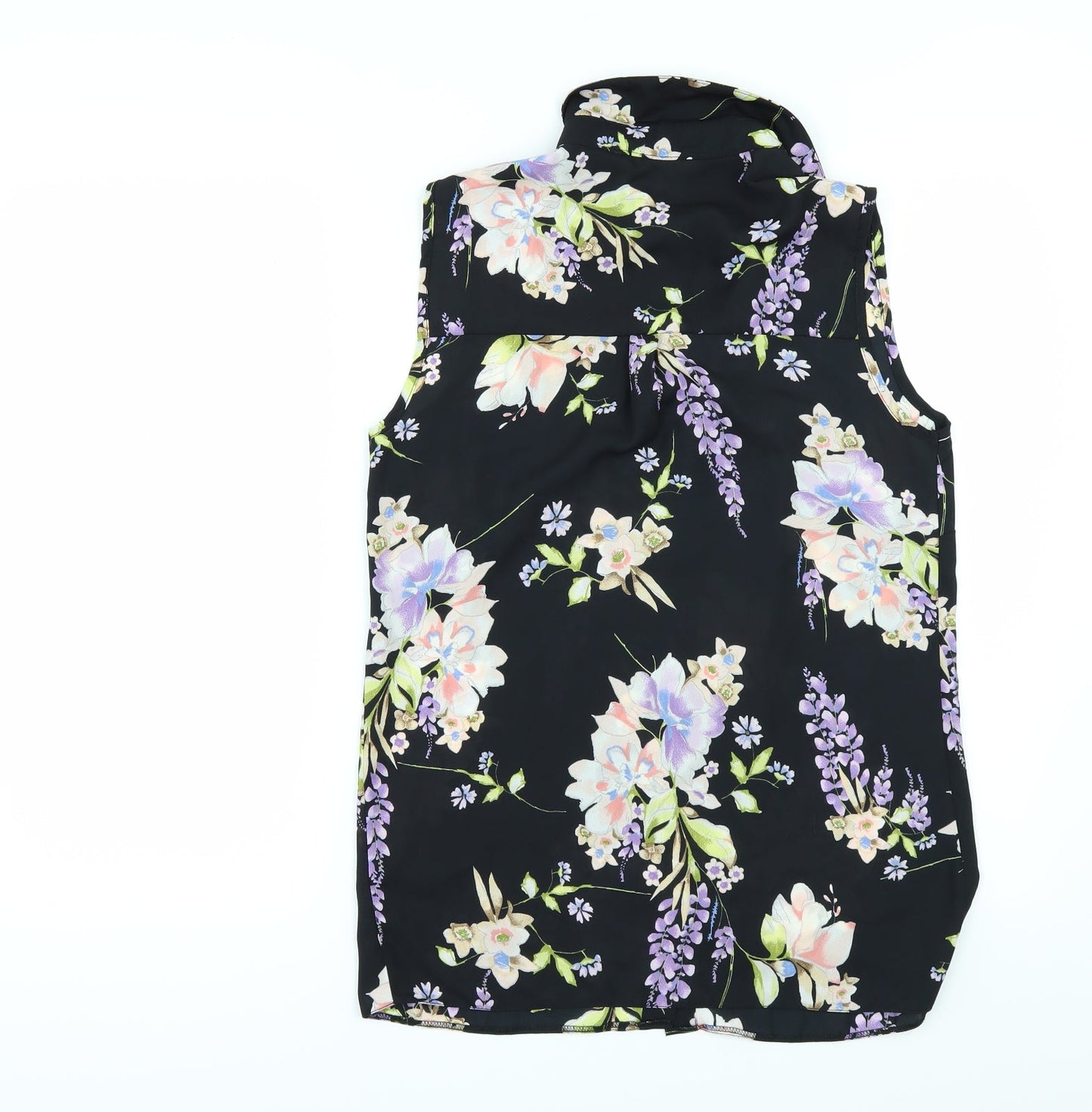 George Womens Black Floral  Tunic Button-Up Size 8