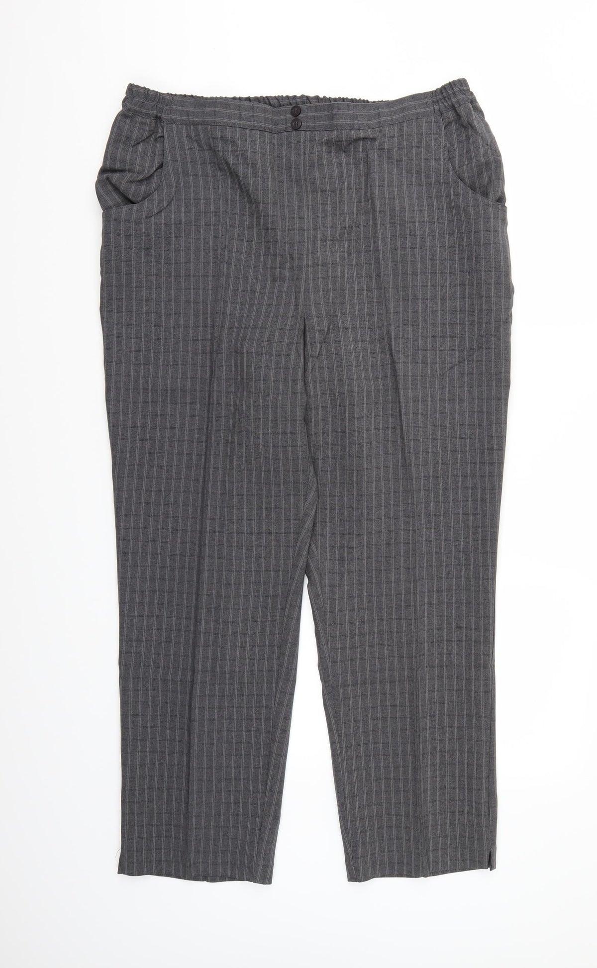 Special Collection Womens Grey Check Rayon Trousers  Size 18 L27 in