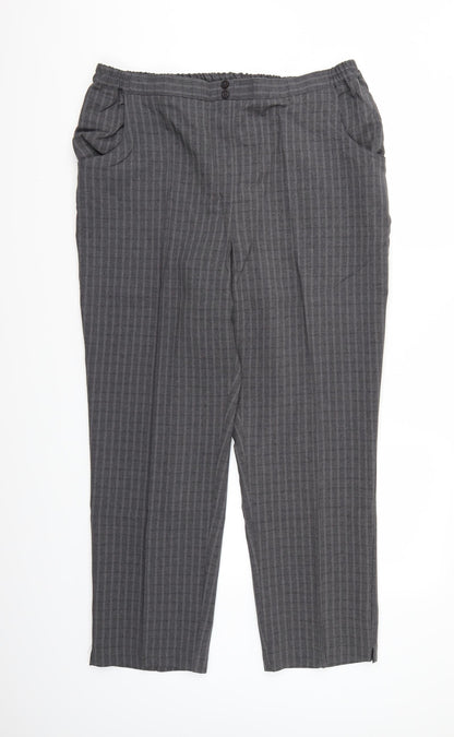 Special Collection Womens Grey Check Rayon Trousers  Size 18 L27 in