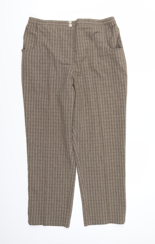 Essential Collection Womens Brown Check Rayon Trousers  Size 16 L26 in