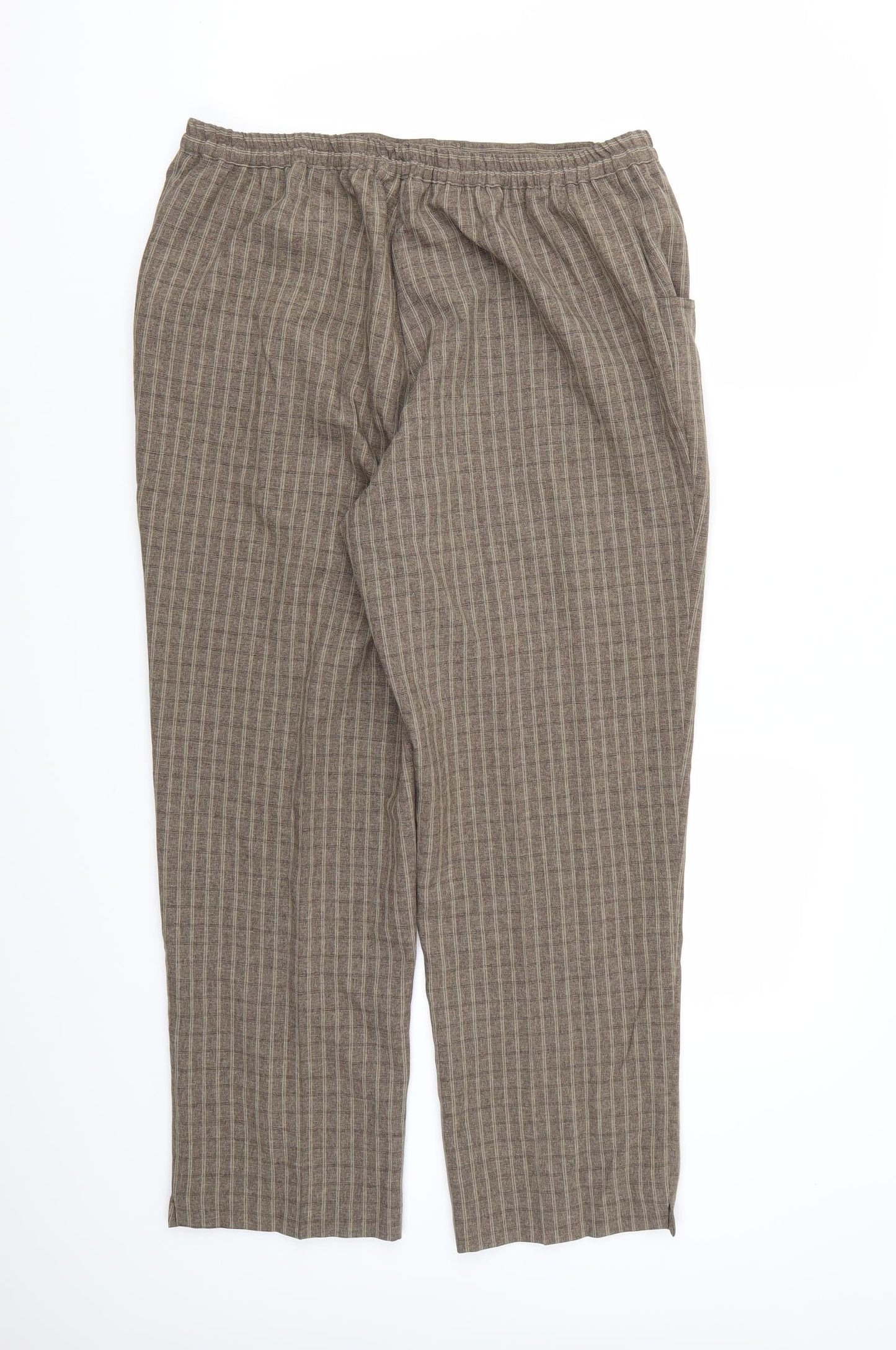 Essential Collection Womens Brown Check Rayon Trousers  Size 16 L26 in