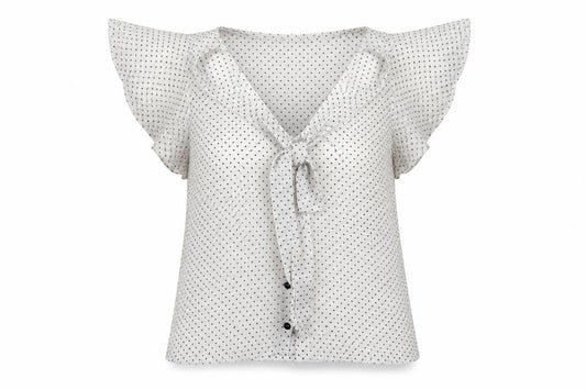 Divided by H&M Womens White Polka Dot  Basic Blouse Size 8