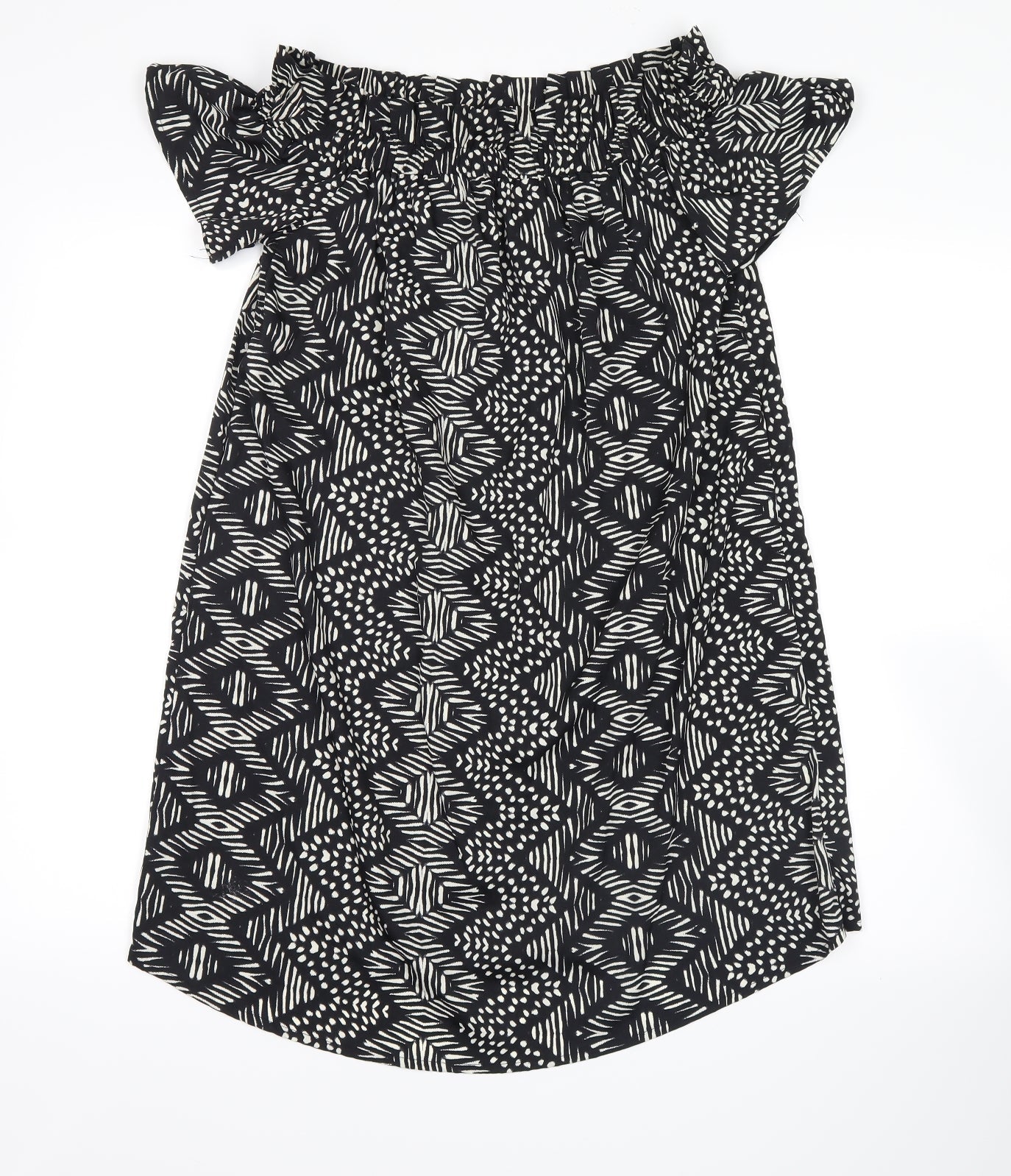 Atmosphere Womens Black Geometric  Basic Blouse Size 10