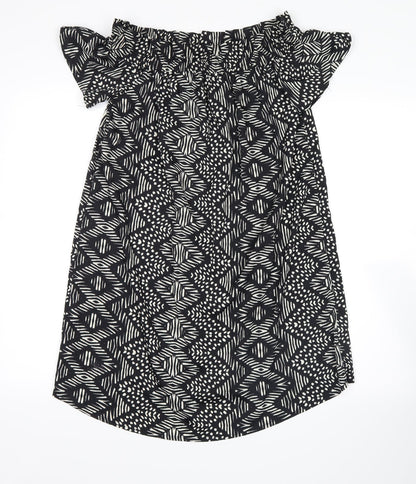 Atmosphere Womens Black Geometric  Basic Blouse Size 10