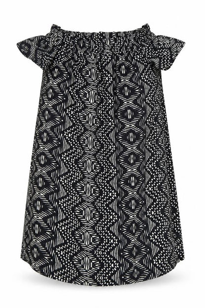 Atmosphere Womens Black Geometric  Basic Blouse Size 10