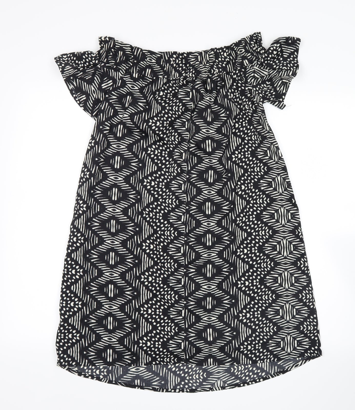 Atmosphere Womens Black Geometric  Basic Blouse Size 10