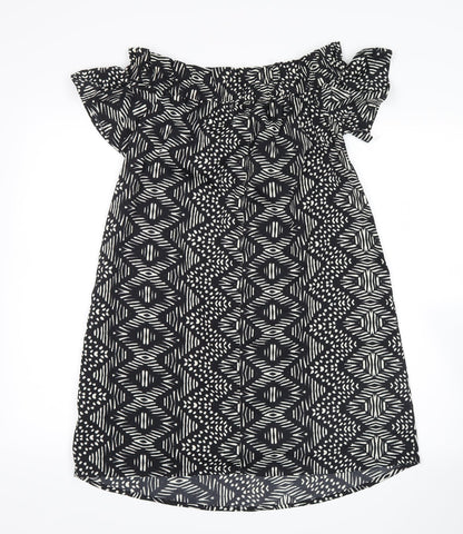Atmosphere Womens Black Geometric  Basic Blouse Size 10