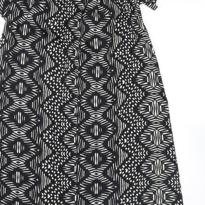 Atmosphere Womens Black Geometric  Basic Blouse Size 10