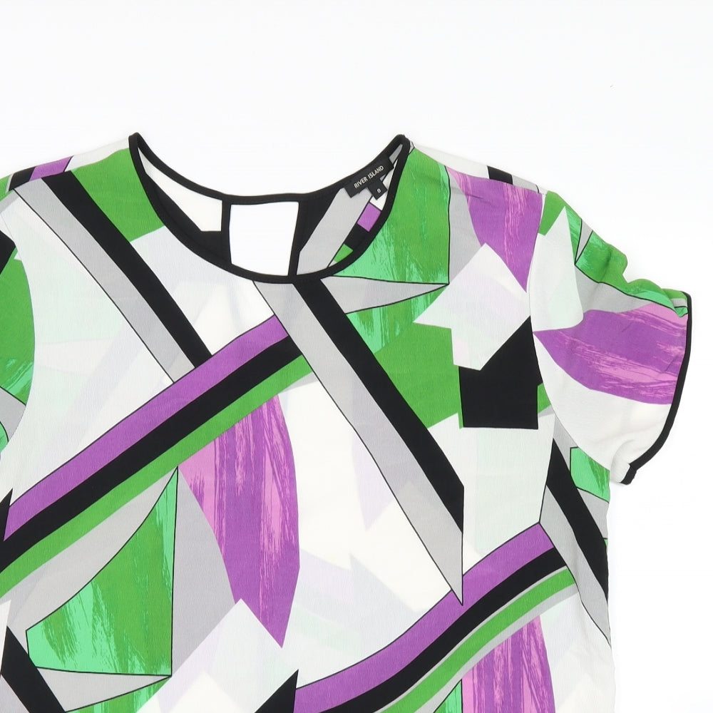 River Island Womens Green Geometric  Basic T-Shirt Size 8
