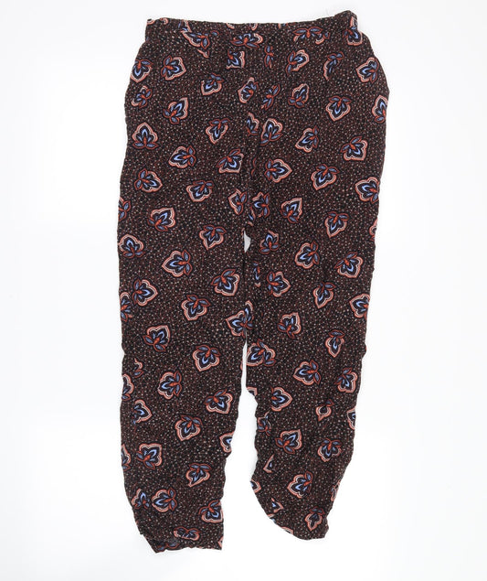 H&M Womens Brown Floral  Bloomer Trousers Size 4
