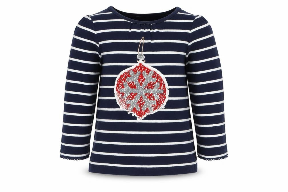 Topolino Girls Blue Spotted  Basic T-Shirt Size 3 Years  - Christmas Bauble