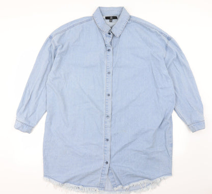 Preloved Missguided Womens Blue   Basic Button-Up Size 12 - Front