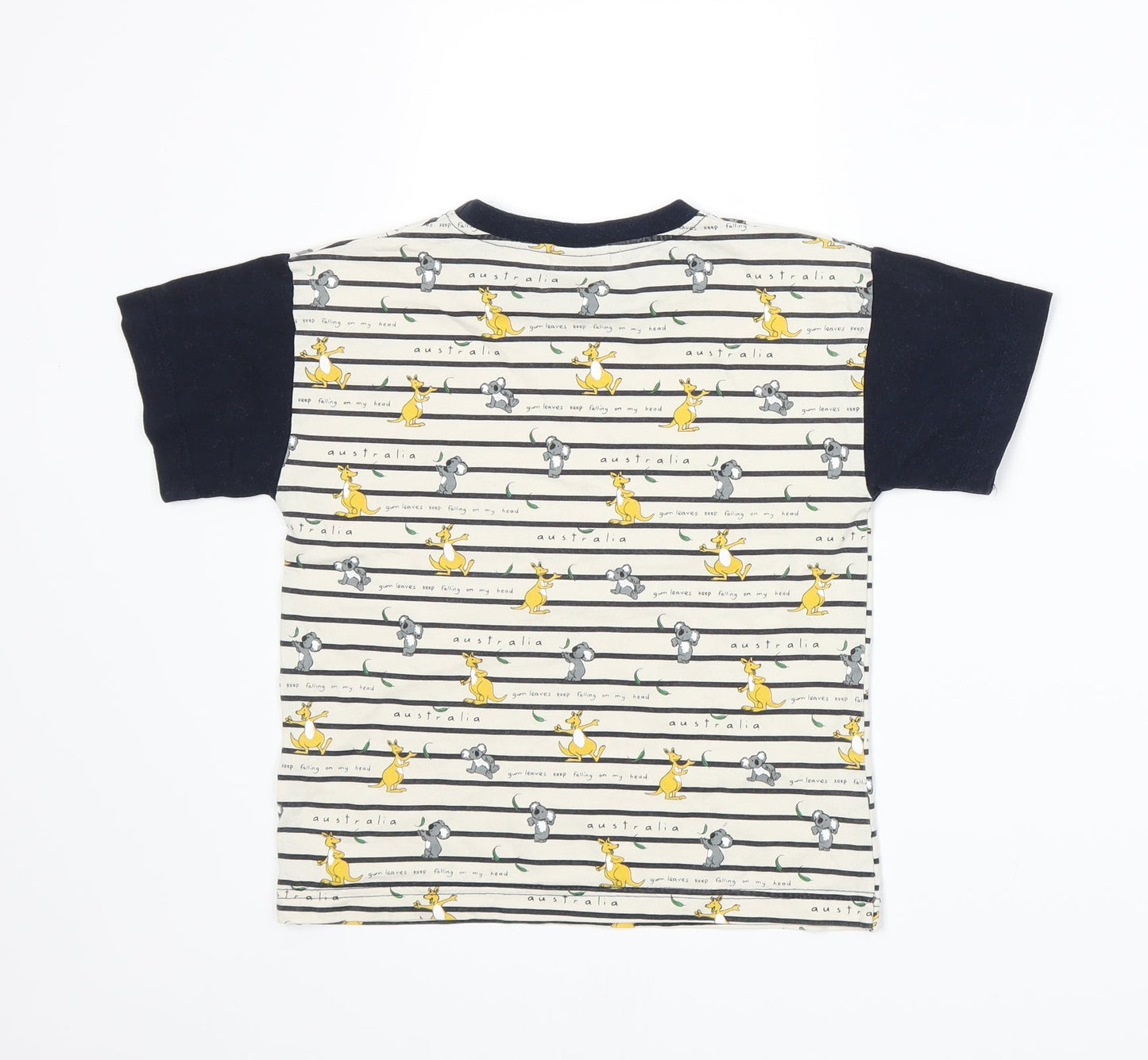 Australian Grown Boys Blue Striped  Basic T-Shirt Size 6 Years