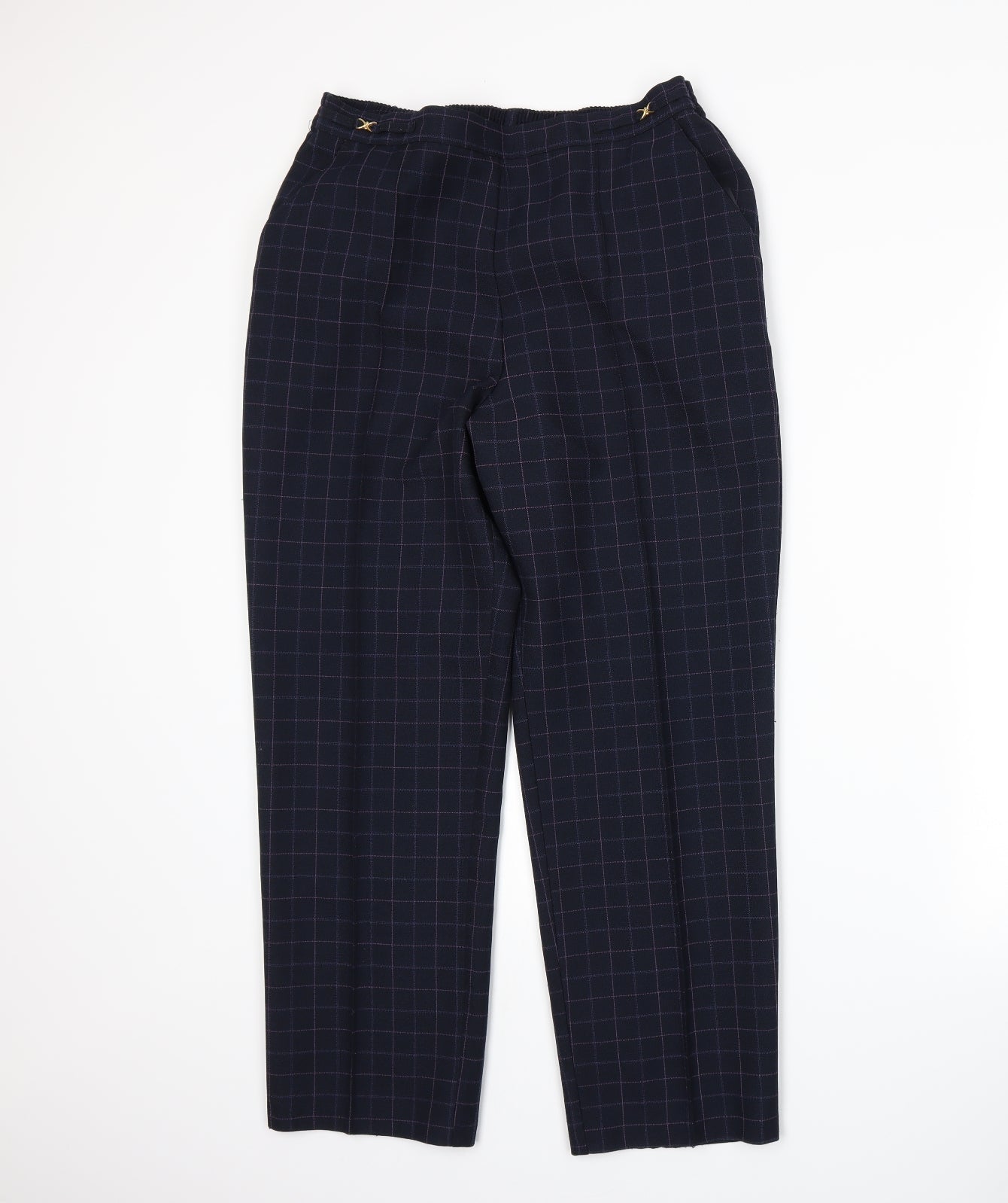 Marks and Spencer Womens Blue Plaid  Trousers  Size 12 L26 in