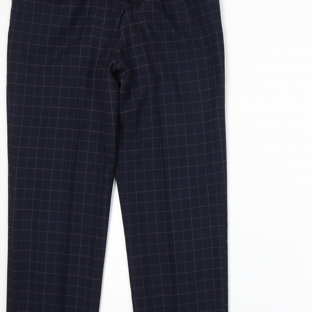 Marks and Spencer Womens Blue Plaid  Trousers  Size 12 L26 in