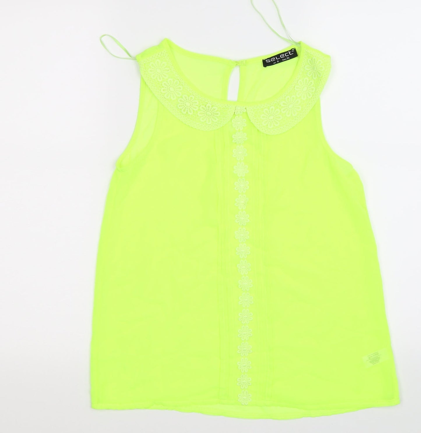 Select Womens Yellow Floral Chiffon Tunic Tank Size 6  - neon