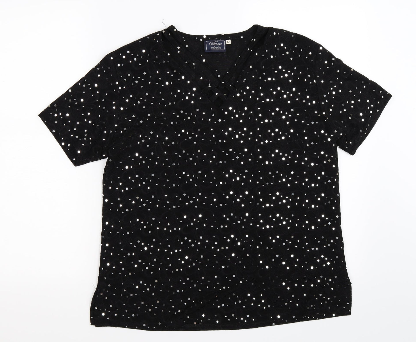 adam collection Womens Black Polka Dot  Basic T-Shirt Size M