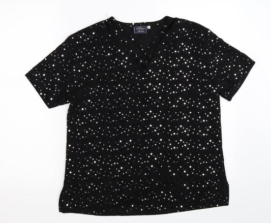 adam collection Womens Black Polka Dot  Basic T-Shirt Size M