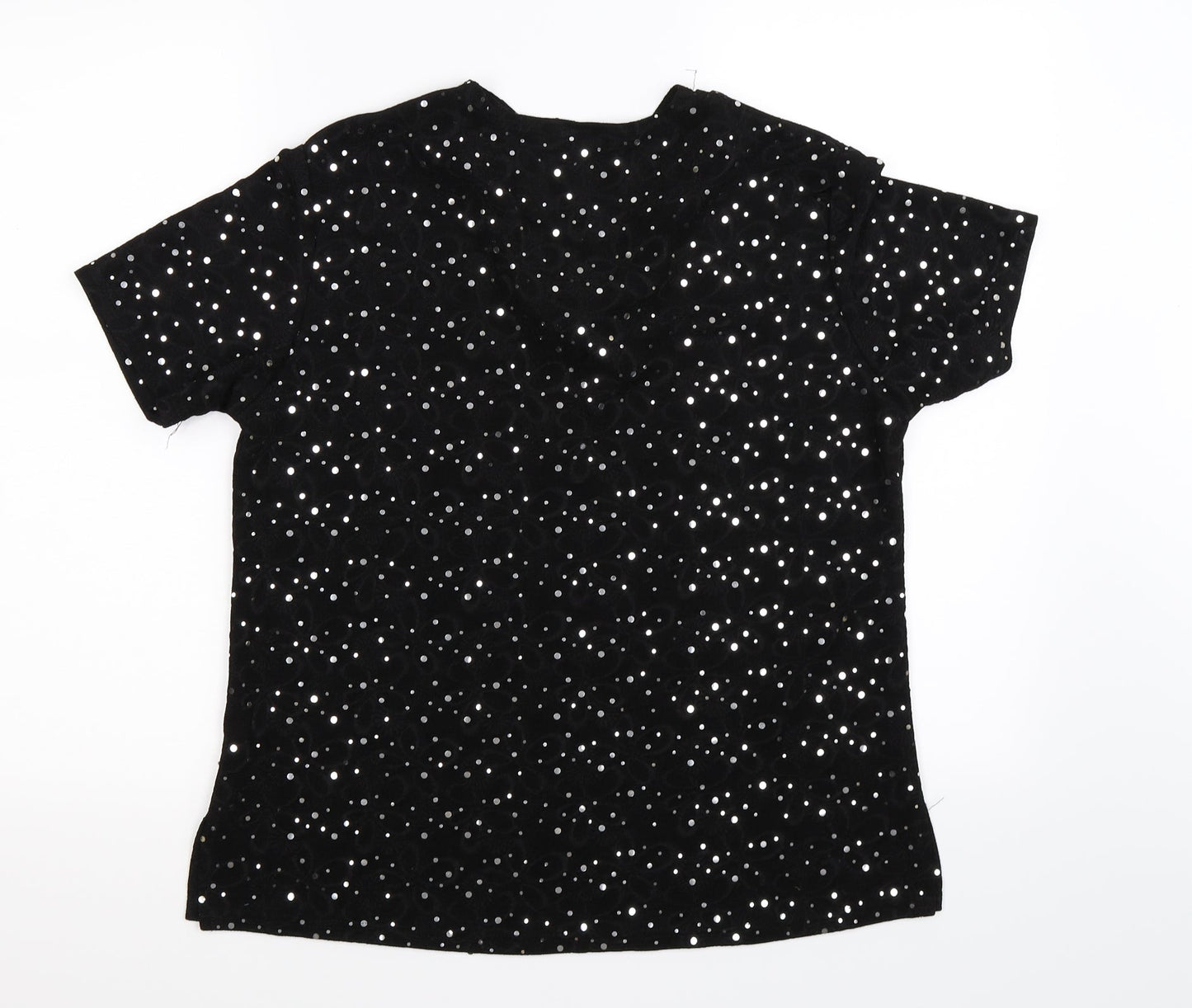 adam collection Womens Black Polka Dot  Basic T-Shirt Size M