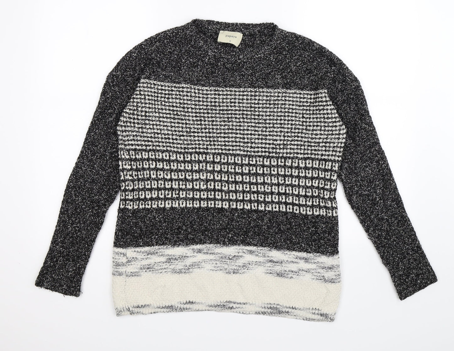 papay Womens Grey Striped Knit Pullover Jumper Size S