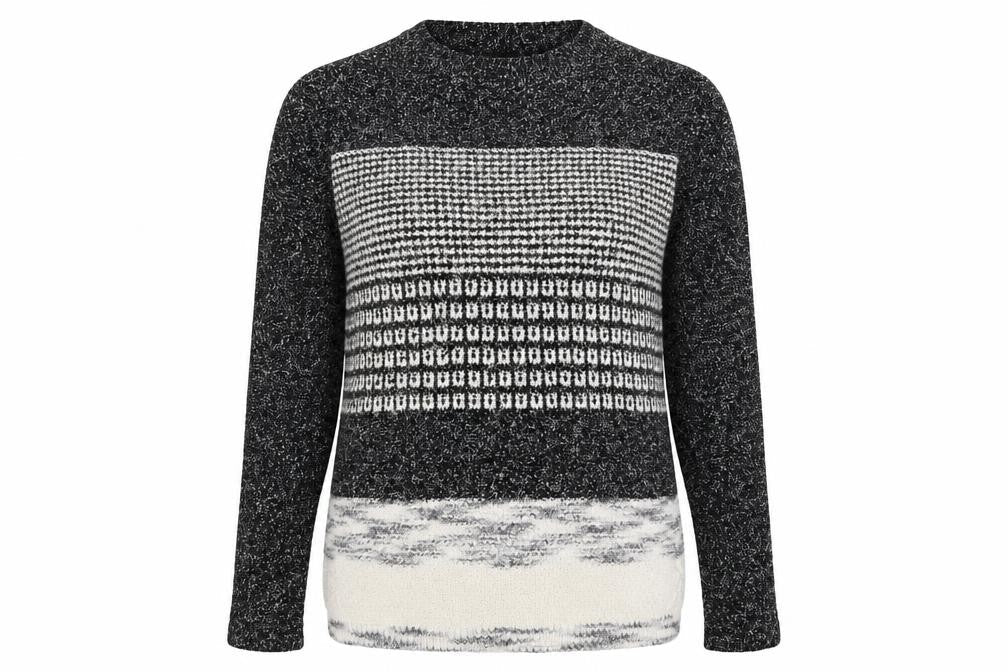 papay Womens Grey Striped Knit Pullover Jumper Size S