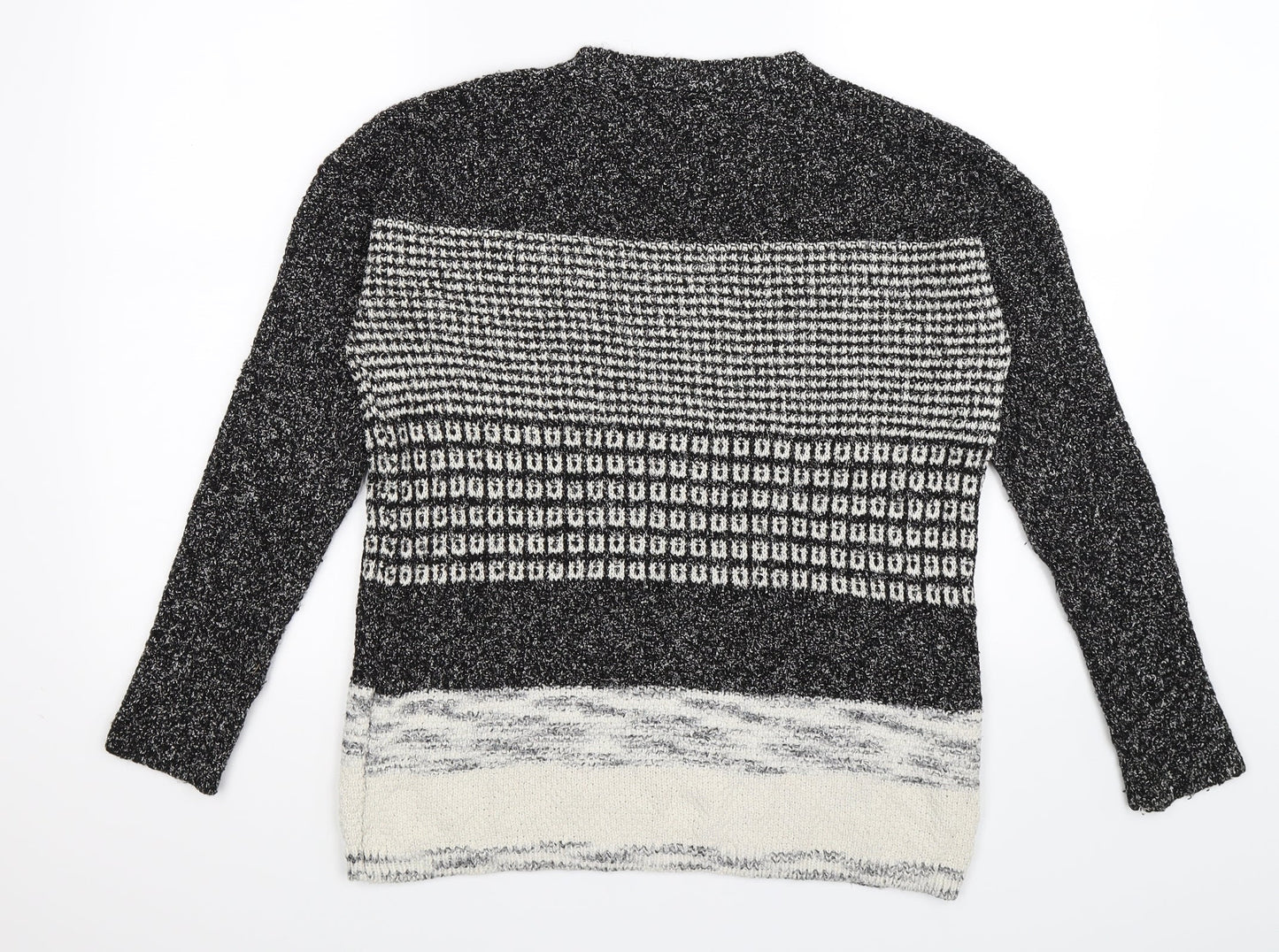 papay Womens Grey Striped Knit Pullover Jumper Size S