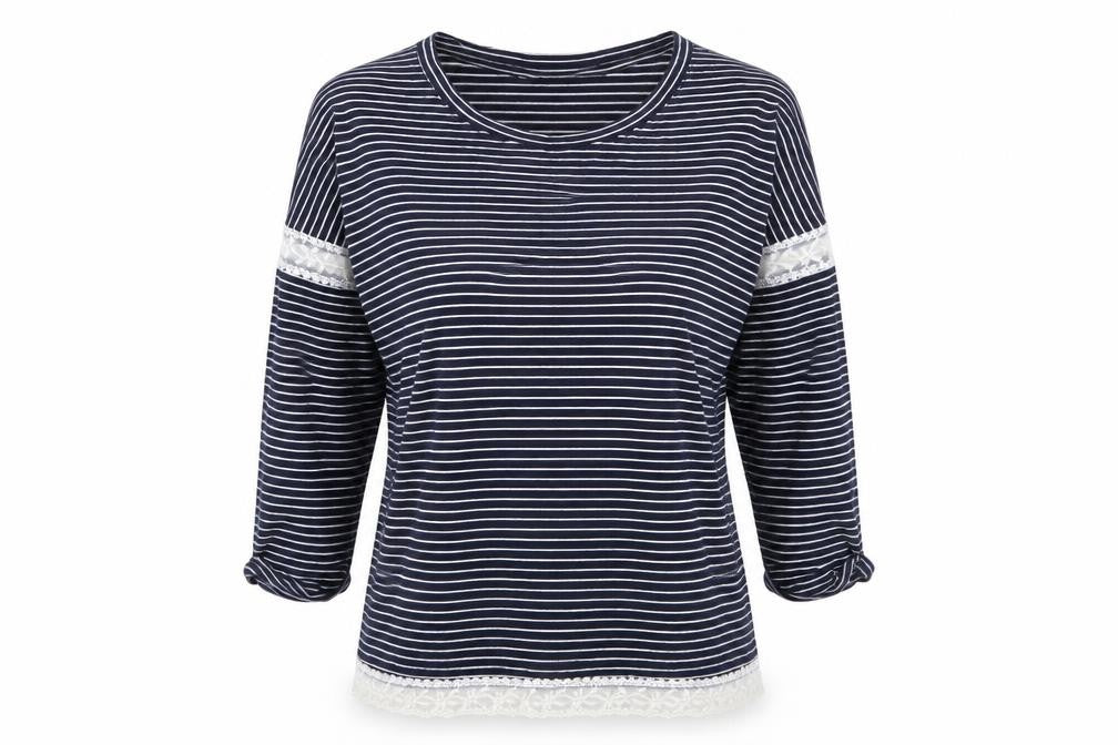 Atmosphere Womens Blue Striped Jersey Basic T-Shirt Size 10