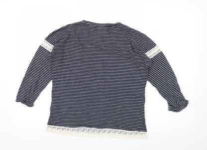 Atmosphere Womens Blue Striped Jersey Basic T-Shirt Size 10