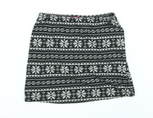 Young Dimension Girls Black Geometric  Mini Skirt Size 9-10 Years