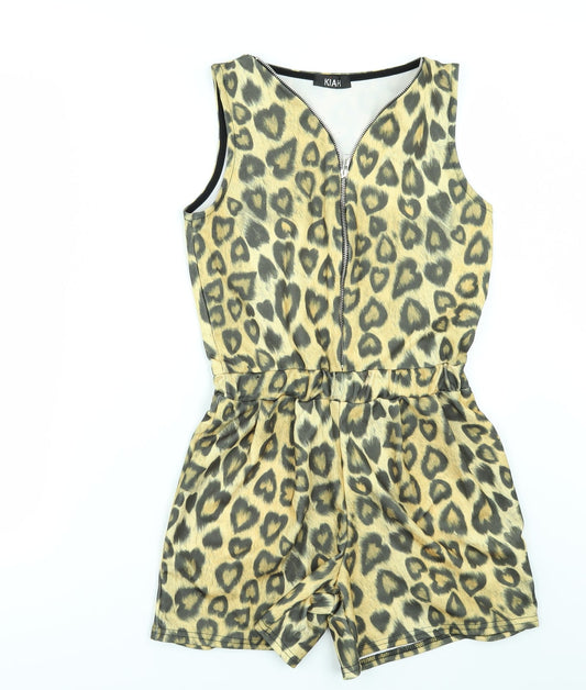 Kiah Womens Yellow Animal Print  Playsuit One-Piece Size 10