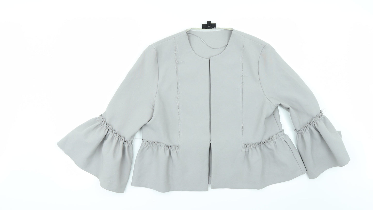 TopshopO Womens Grey   Jacket  Size 14  - Edge to Edge
