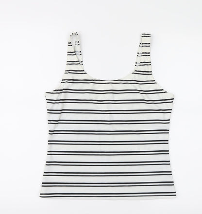 E-vie Womens White Striped  Basic Tank Size 16