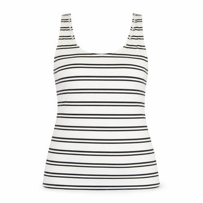 E-vie Womens White Striped  Basic Tank Size 16