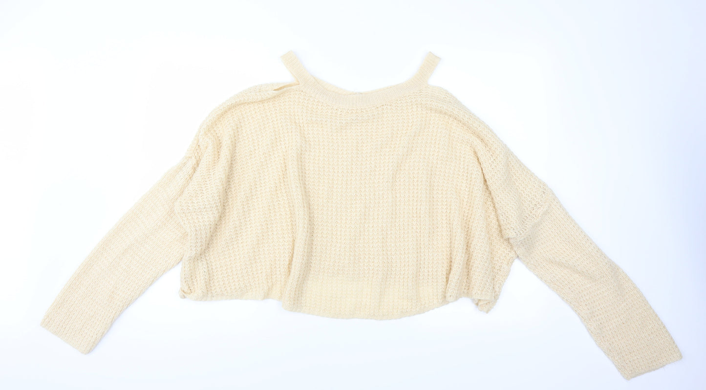 SheIn Womens Beige   Pullover Jumper Size M  - CROPPED
