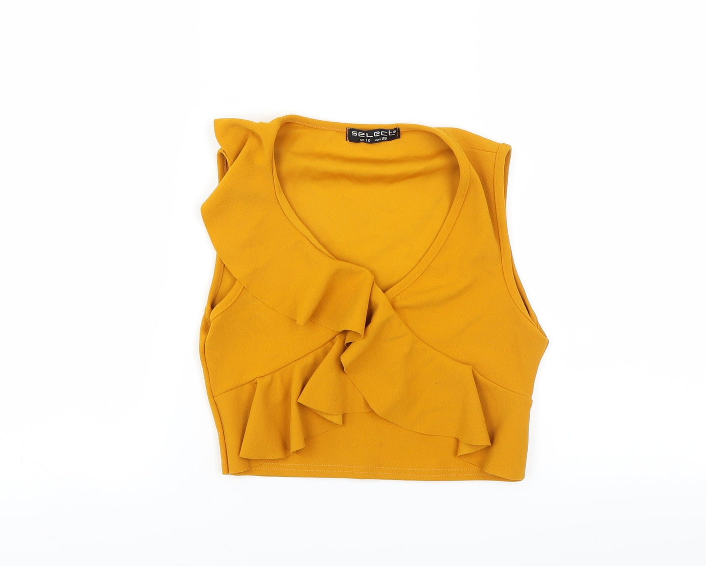 Select Womens Yellow   Basic Blouse Size 10  - CROPPED
