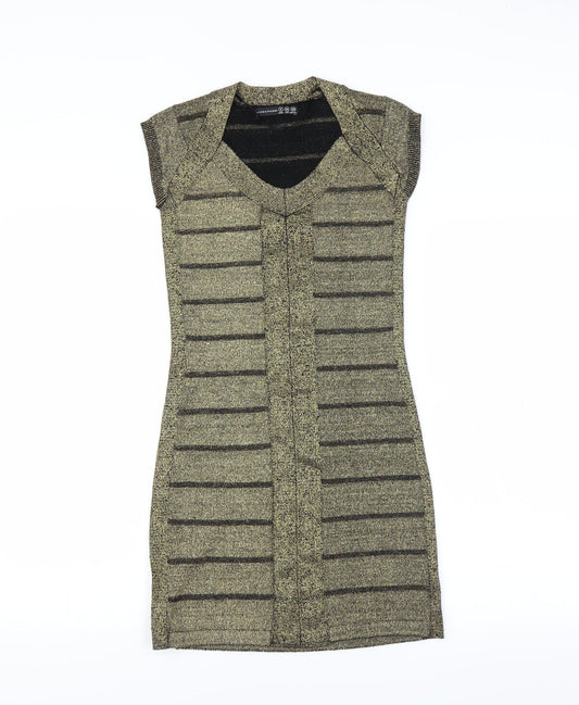 Primark Womens Gold   Bodycon  Size 6  - glittery