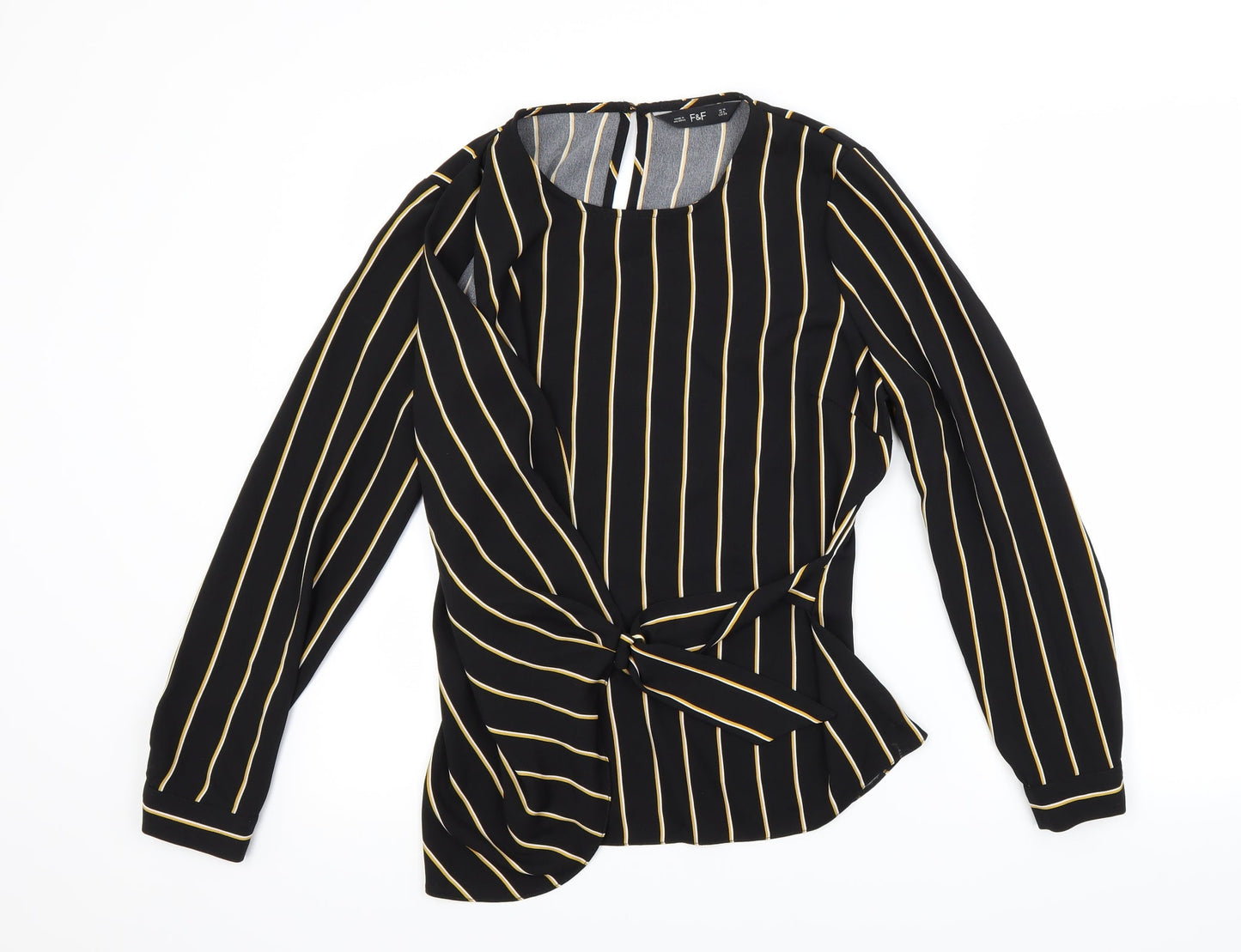 F&F Womens Black Striped  Basic Blouse Size 10