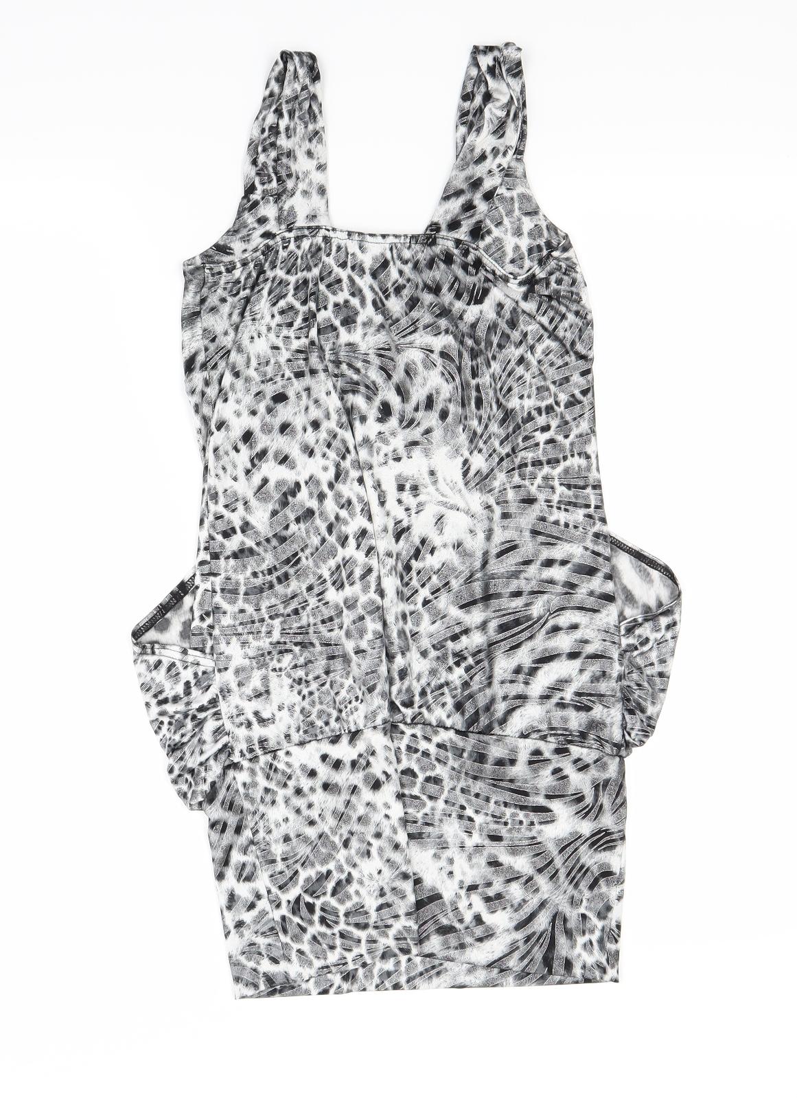 headgirl Womens Grey Animal Print  Basic Blouse Size S