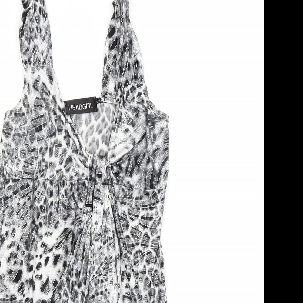 headgirl Womens Grey Animal Print  Basic Blouse Size S