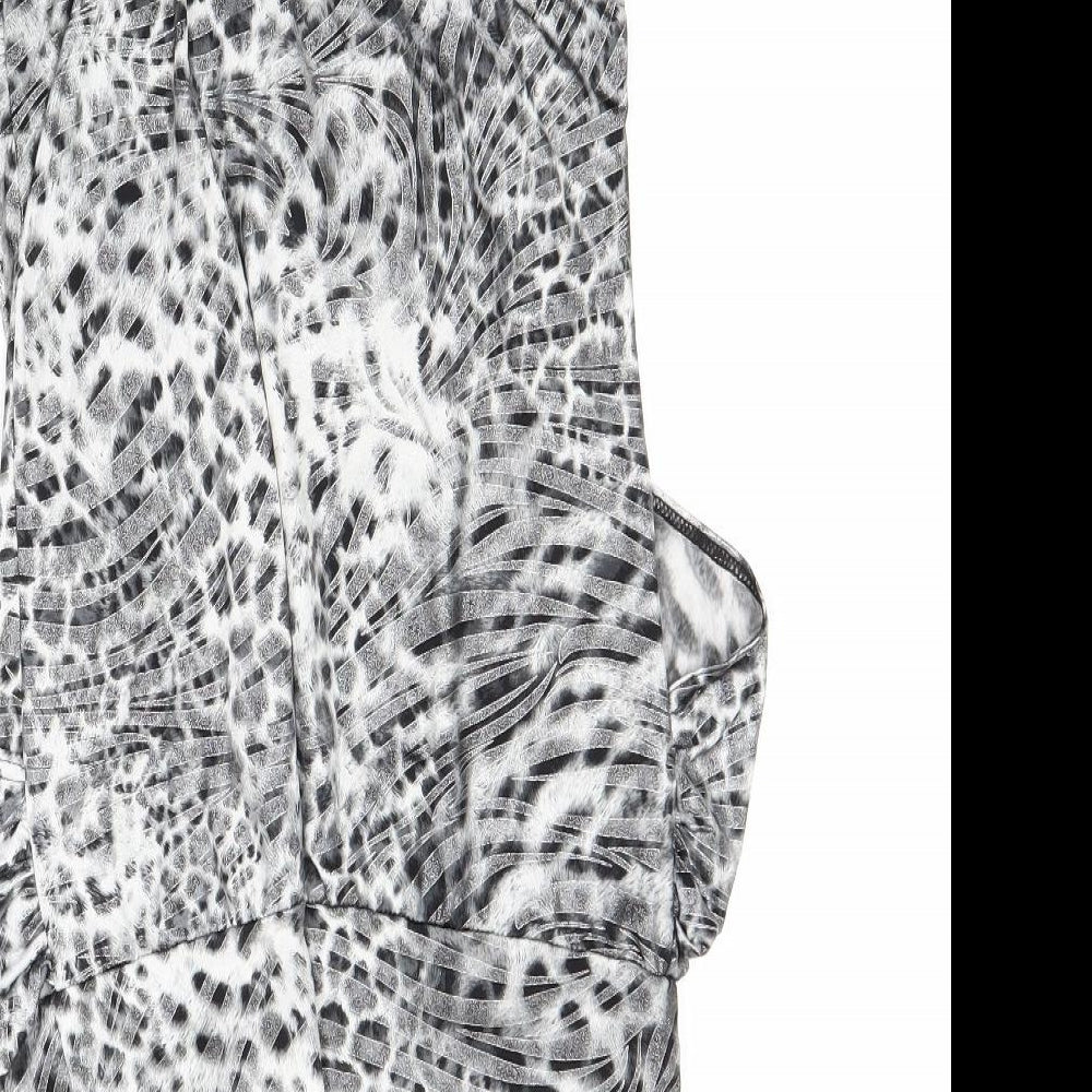 headgirl Womens Grey Animal Print  Basic Blouse Size S