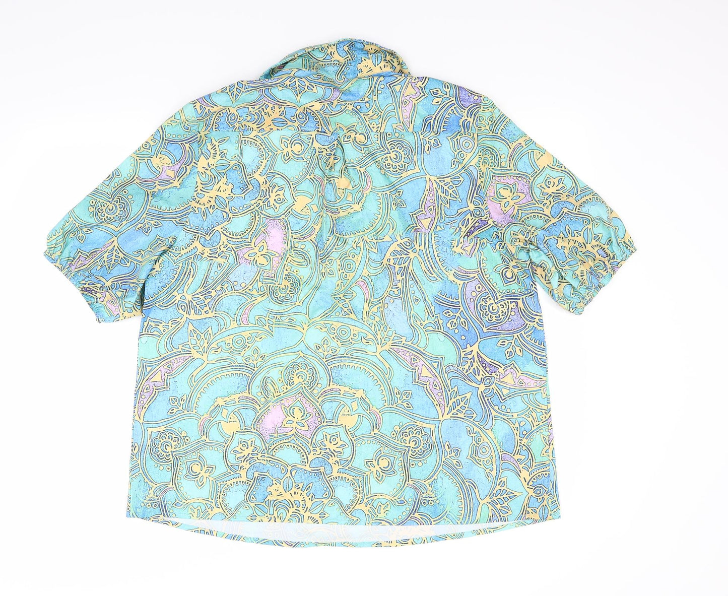 shelays Womens Green Floral  Basic Blouse Size L