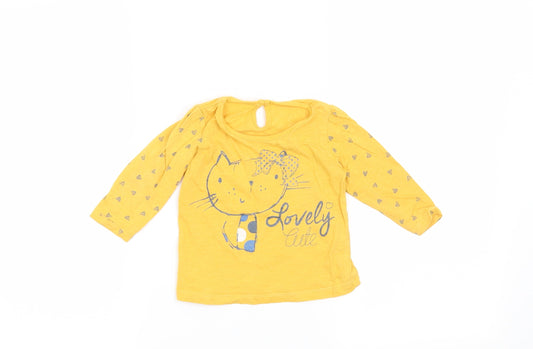 Matalan Girls Yellow   Basic T-Shirt Size 9-12 Months  - Lovely Cute