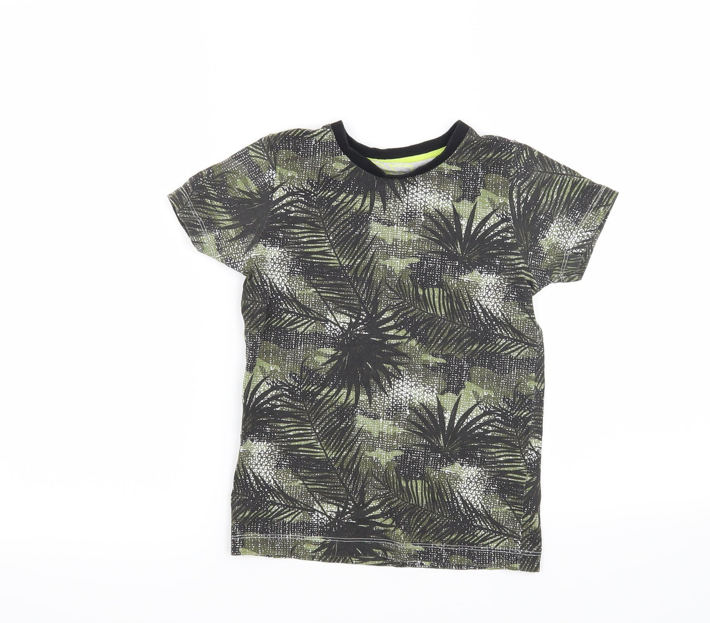 Matalan Boys Green   Basic T-Shirt Size 6 Years  - Leaf Print